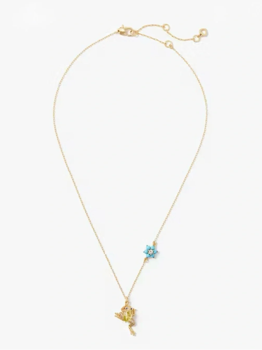 Kate Spade NY Nature Walk Frog pendant and drop earring set blue green gift new
